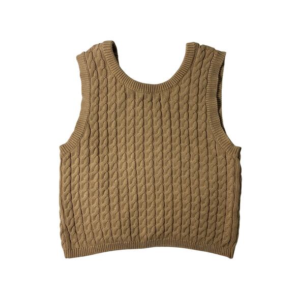 LC Lizette Collection Top Vest Sweater Cable Knit Scoop Neck Cotton Junior SZ Lg - Picture 2 of 5